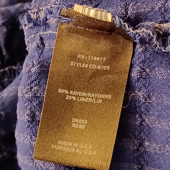 Anthropologie Amadi Blue Ruffle Tiered Linen Blend Modest Dress - Picture 13 of 14